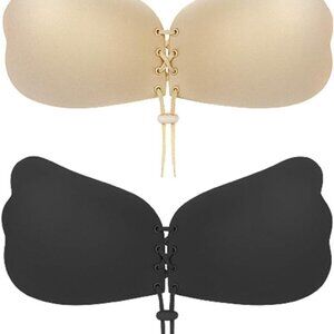 Women’s Sticky Backless Strapless Invisible Push-up Bra 2 Pairs Reusable